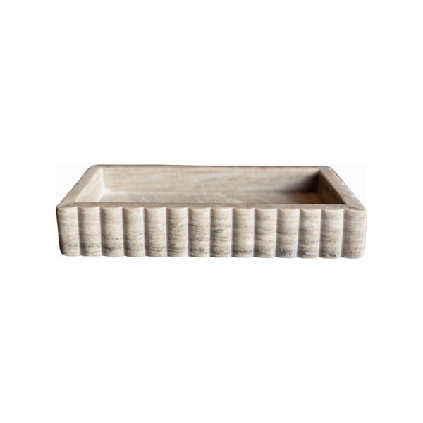 Scalloped Marble Fluted Bridge Tray Beige