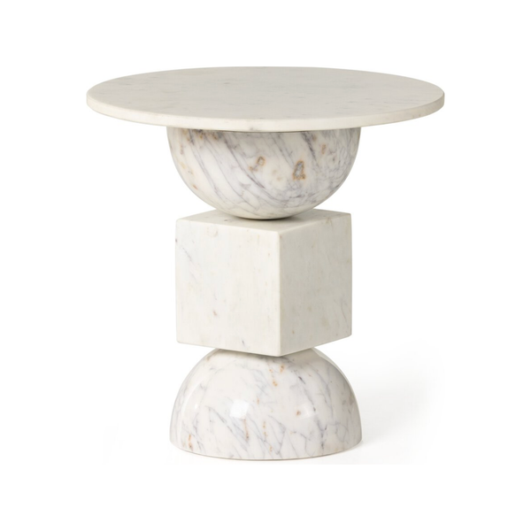 Neda End Table in White Marble