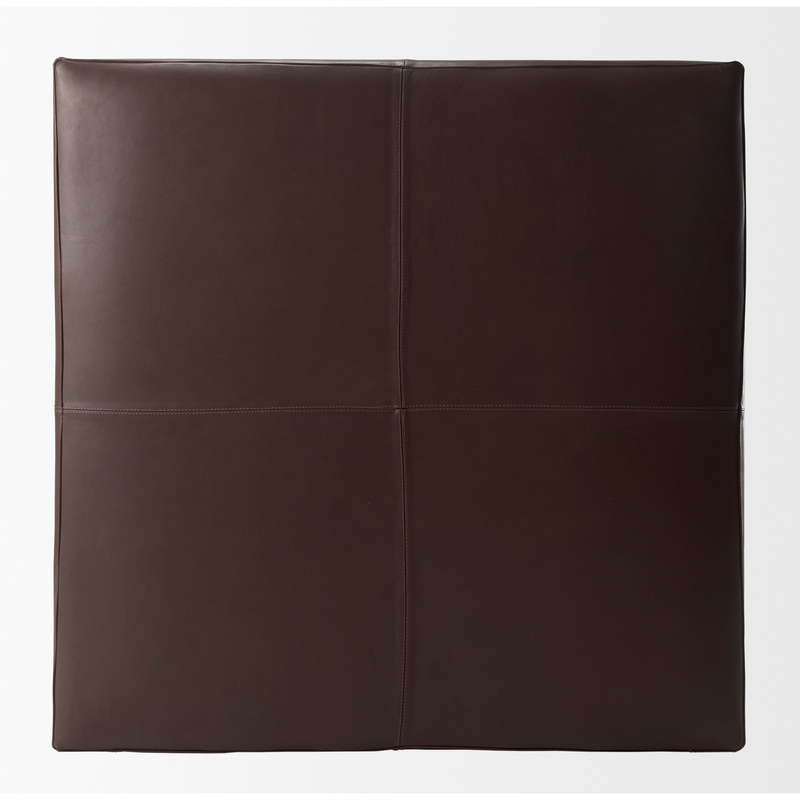 Minara Square Ottoman Dark Brown Leather
