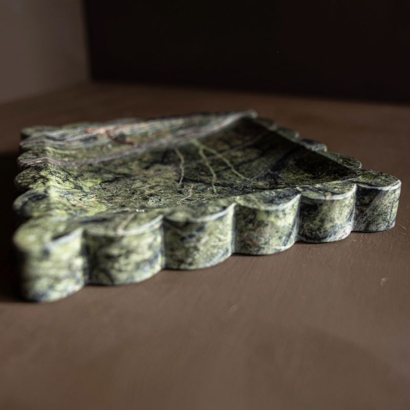 Emerald Scalloped Marble Tray