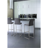 Curvo Counter Stool - Crazy Horse Grey - Black Metal Legs