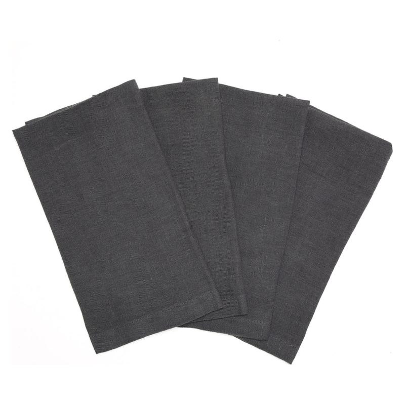 The Cuisine Linen Blend Napkin in Dark Grey - Set of 4