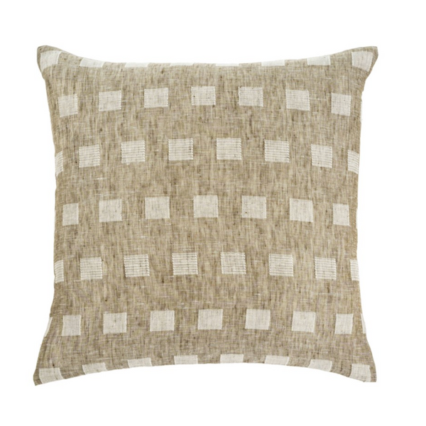 Check Linen Cushion - Natural