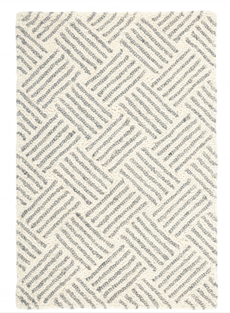 Layers Hooked Wool Rug in Grey