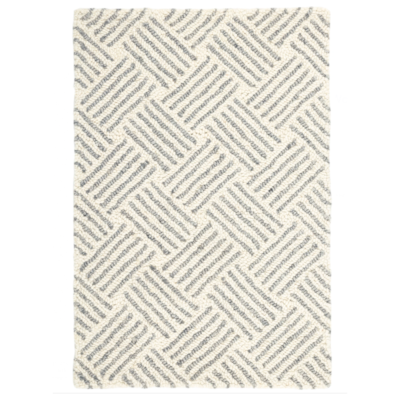 Layers Hooked Wool Rug in Grey