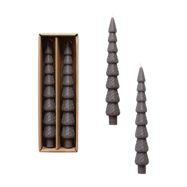 Unscented Tree Shaped Taper Candles - Pewter