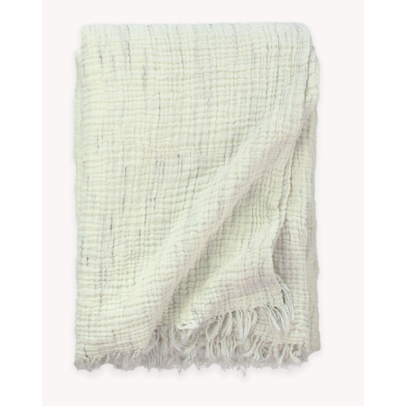 Stretched Crinkle Bed Cover - Natural with Grey Slub