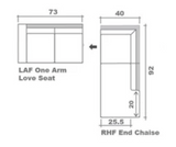 Custom Retreat Sectional - Gr.8 Wesley Linen - LAF One Arm Loveseat + RHF End Chaise - Uptown Light Legs