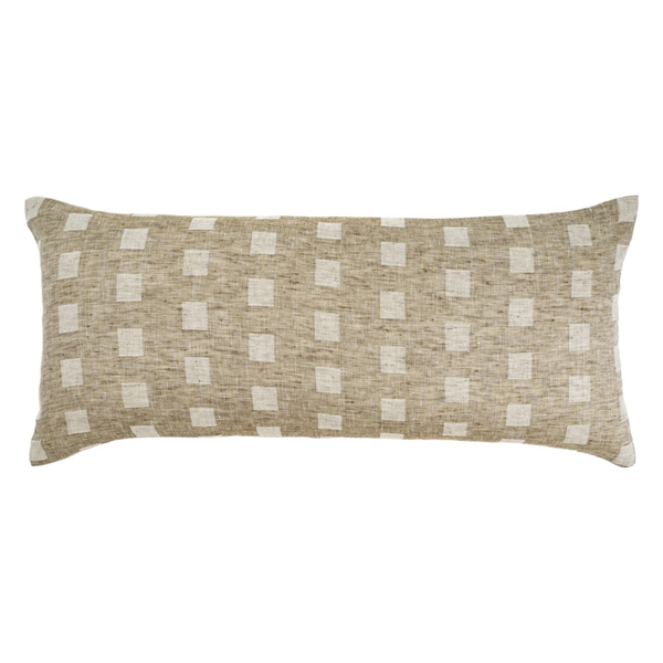 Check Linen Pillow Natural 14" x 31"