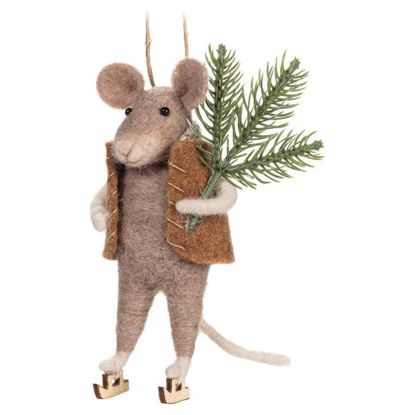 Skating Mouse with Tree Ornament