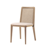 Cane Dining Chair in Oyster Linen with Natural Frame