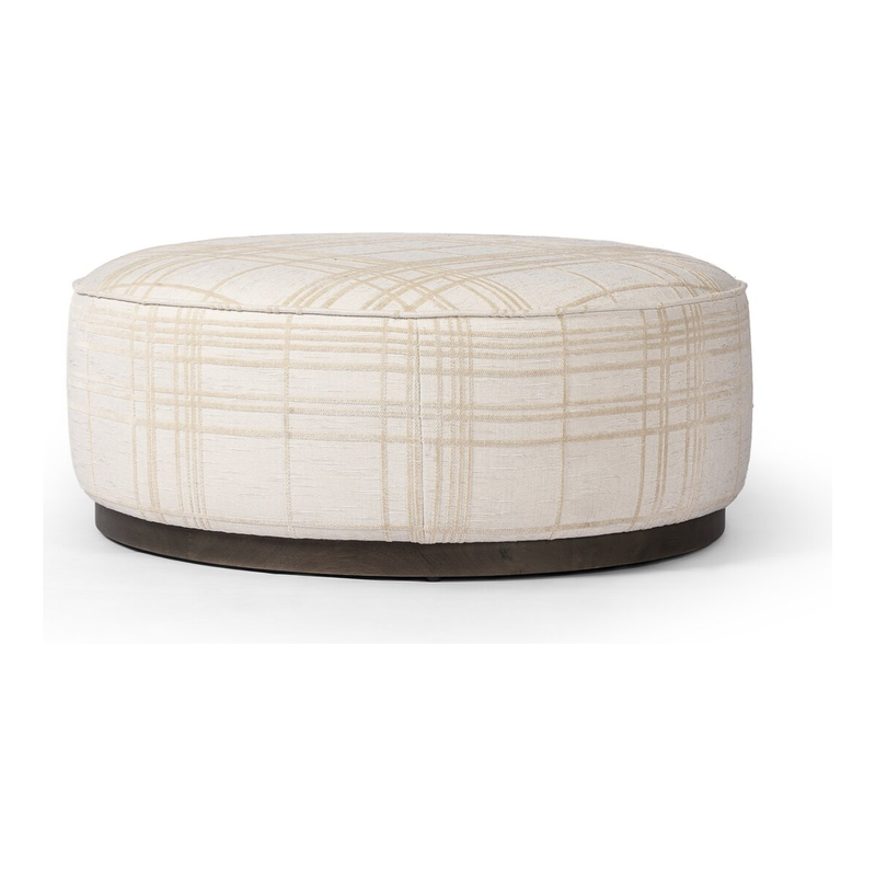 Sinclair Large Round Ottoman in Sheffield Ivory