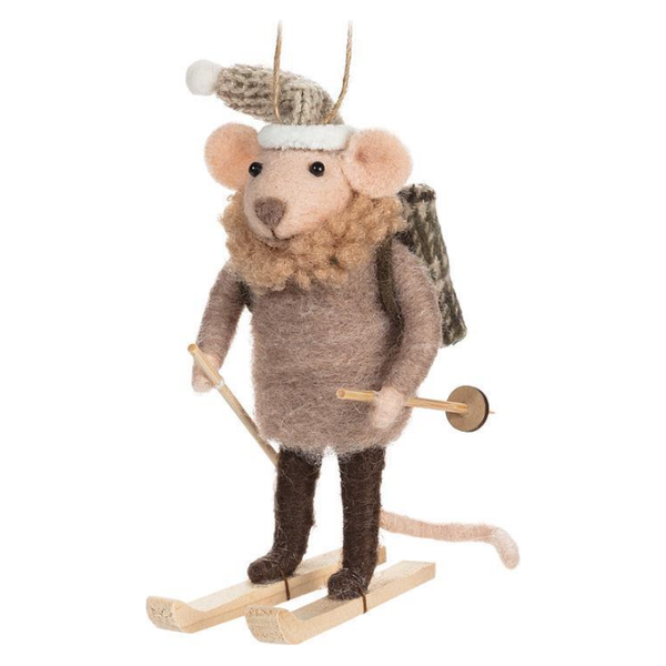 Cross Country Skier Mouse Ornament