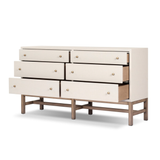 Fiona 6 Drawer Dresser in Ivory Painted Raffia