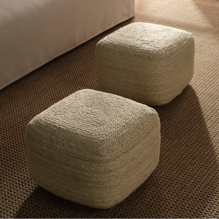 Saba Square Pouf in Pristine