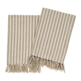 Bengal Stripe Hand Towel in Stone - Set of 2