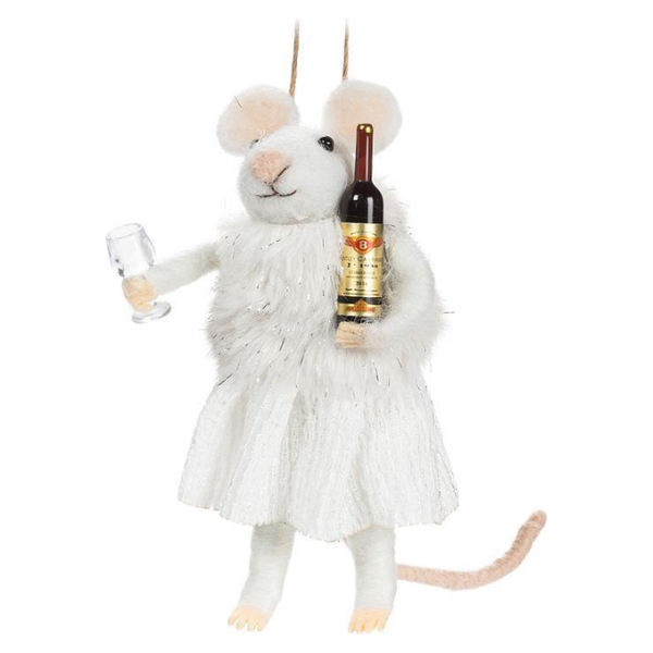 Winter Mouse with Wine Ornament