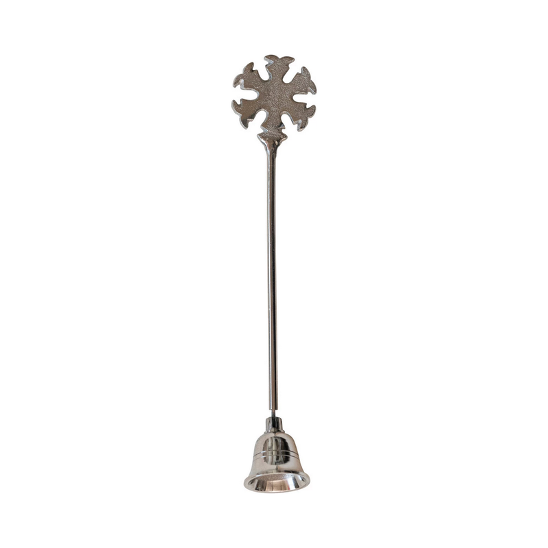 Electroplated Aluminum Candle Snuffer w/ Snowflake, Nickel Finish