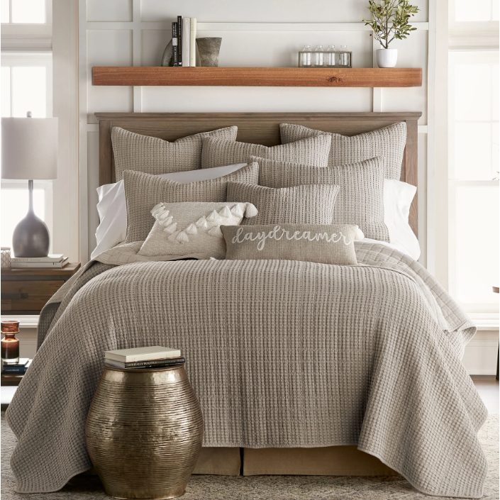 Mills Waffle Quilt Set - Taupe