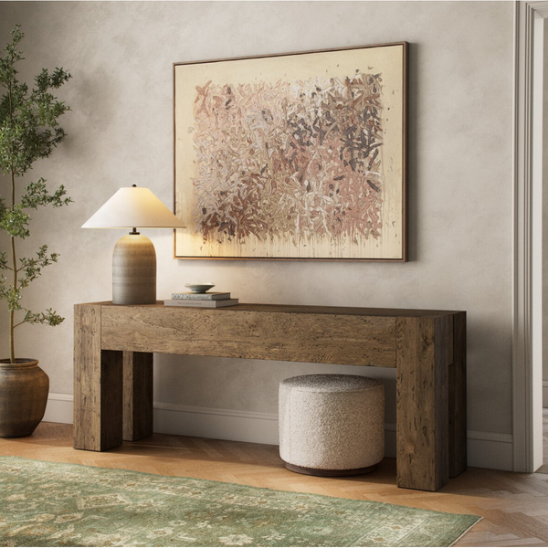 Abaso Console Table in Rustic Ash Oyster