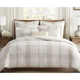 Waffle Plaid Taupe Full/Queen Duvet Cover Set