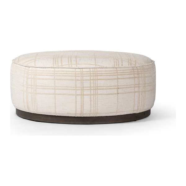 Sinclair Large Round Ottoman in Sheffield Ivory