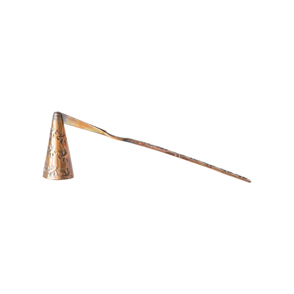 Debossed Copper Candle Snuffer, Burnt Finish