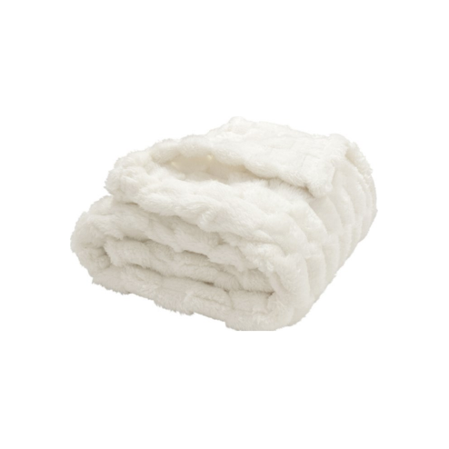 Textured Fleece Throw in Cream