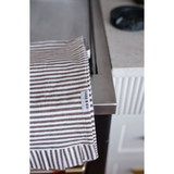 Ruffle Tea Towel in Brown/White Stripes - Set of 2