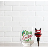Merry Christmas Wine Glass & Stopper