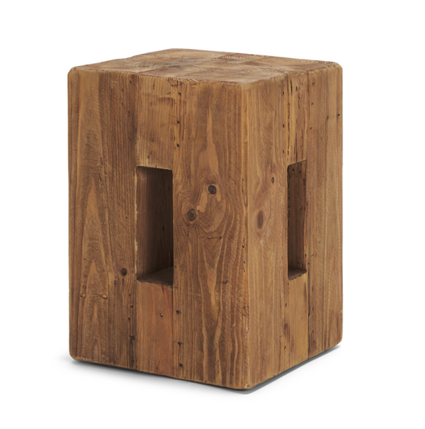 Waylen Natural Wood Block Accent Stool