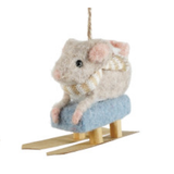 Felt Mouse on Sled / Skis Ornament - 4 Styles