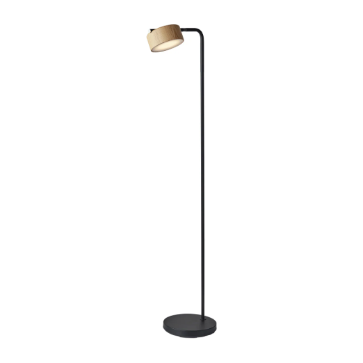 Roman LED Floor Lamp in Black and Natural Wood