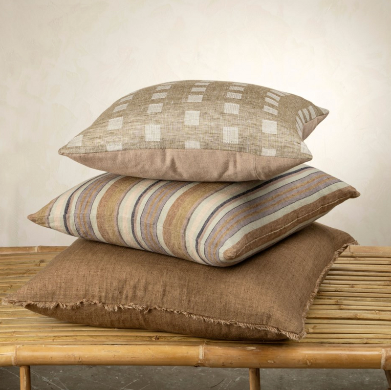 Check Linen Cushion - Natural