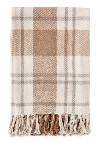 Checkered Throw Blanket with Fringes