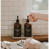 16oz Amber Glass Dish Soap Dispenser - Black Label