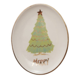 Stoneware Oval Holiday Dish - 4 Styles