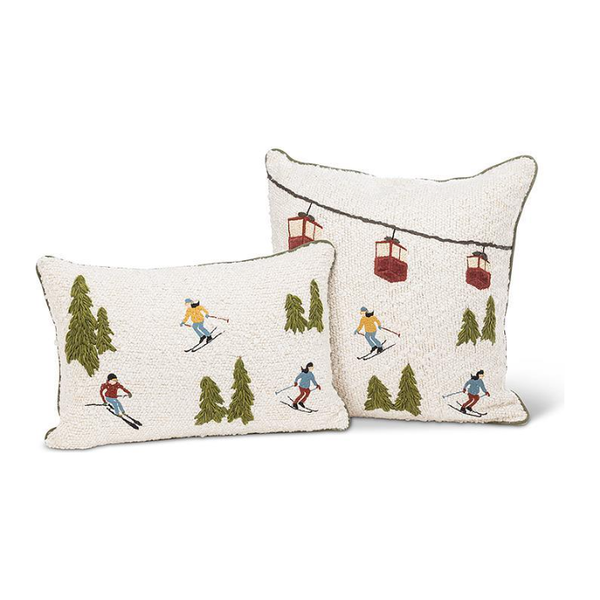 Square Ski Scene Pillow