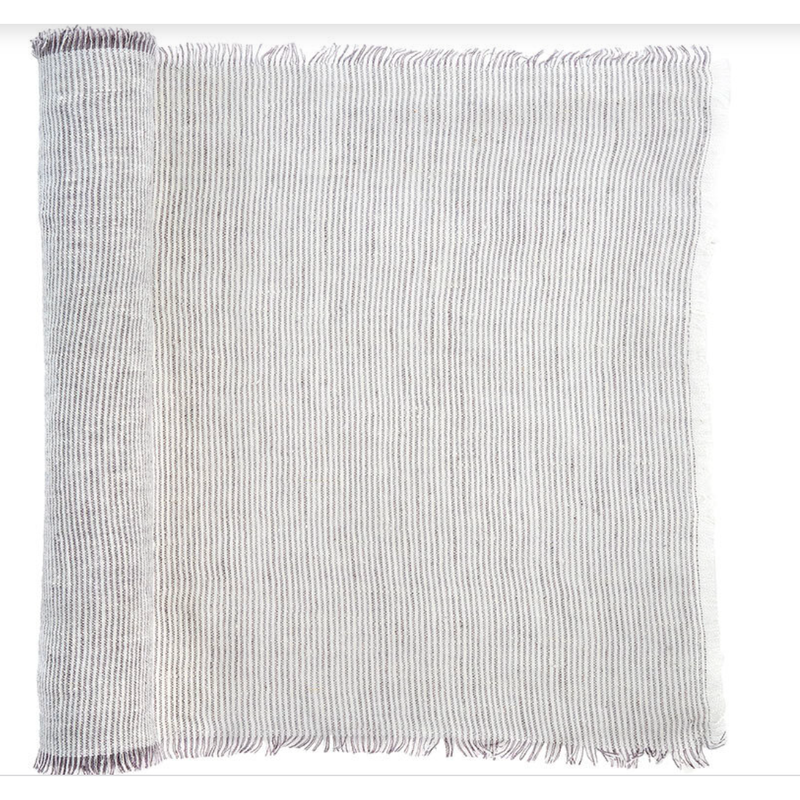 Linen Runner in Grey Stripe