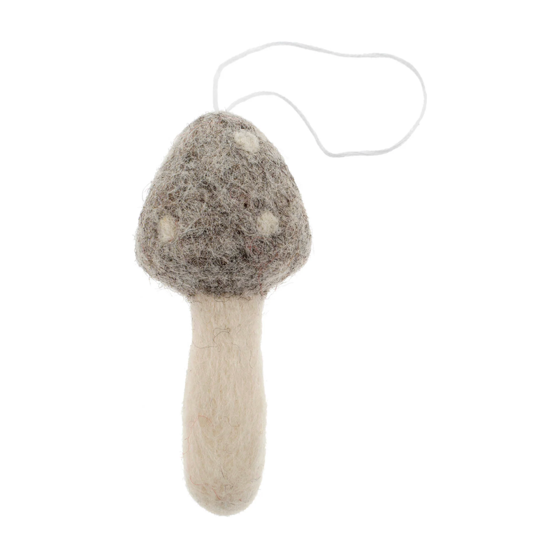 Felted Mushroom Ornament - Grey