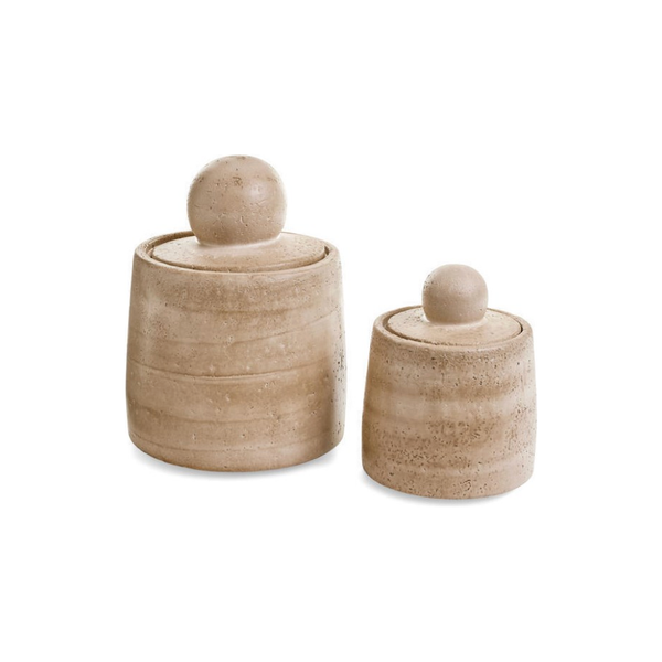 Cement Travertine Canisters