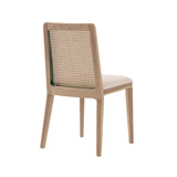 Cane Dining Chair in Oyster Linen with Natural Frame