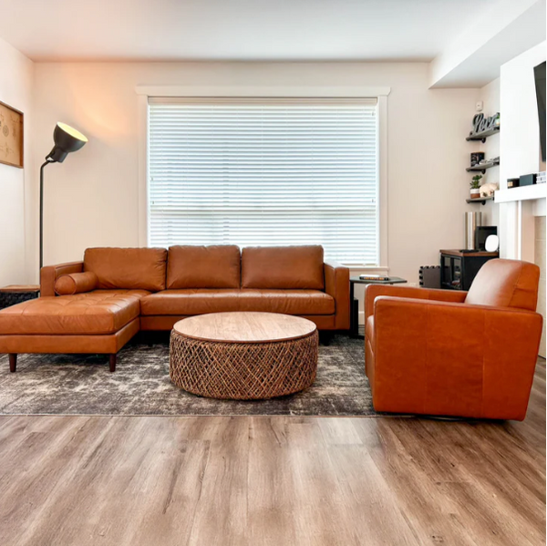 Cooper Swivel Club Chair in Cognac Leather