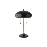 Cap Table Lamp in Black and Antique Brass