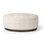 Sinclair Large Round Ottoman in Sheffield Ivory