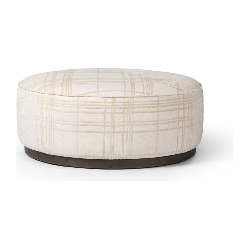 Sinclair Large Round Ottoman in Sheffield Ivory