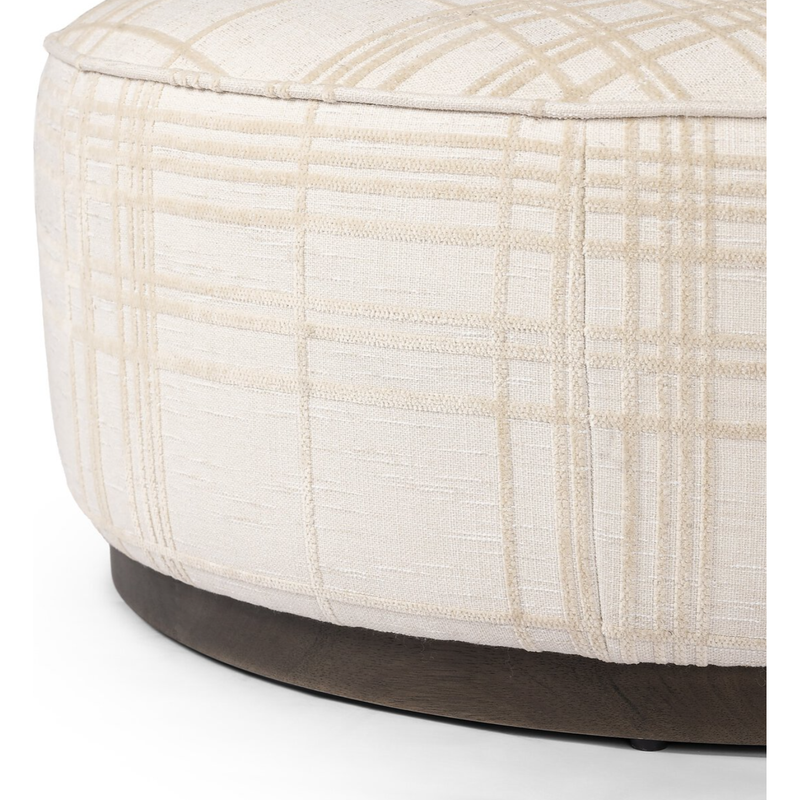 Sinclair Large Round Ottoman in Sheffield Ivory