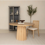 Cane Dining Chair in Oyster Linen with Natural Frame