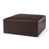 Minara Square Ottoman Dark Brown Leather