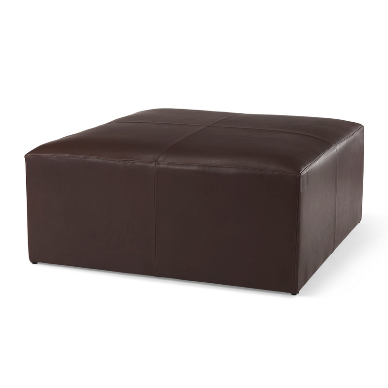 Minara Square Ottoman Dark Brown Leather